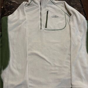 L.L. Bean Cream and Green Fleece Jacket